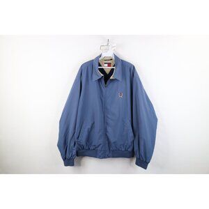 Vintage 90s Tommy Hilfiger Mens Large Fleece Lined Microfiber Bomber Jacket Blue